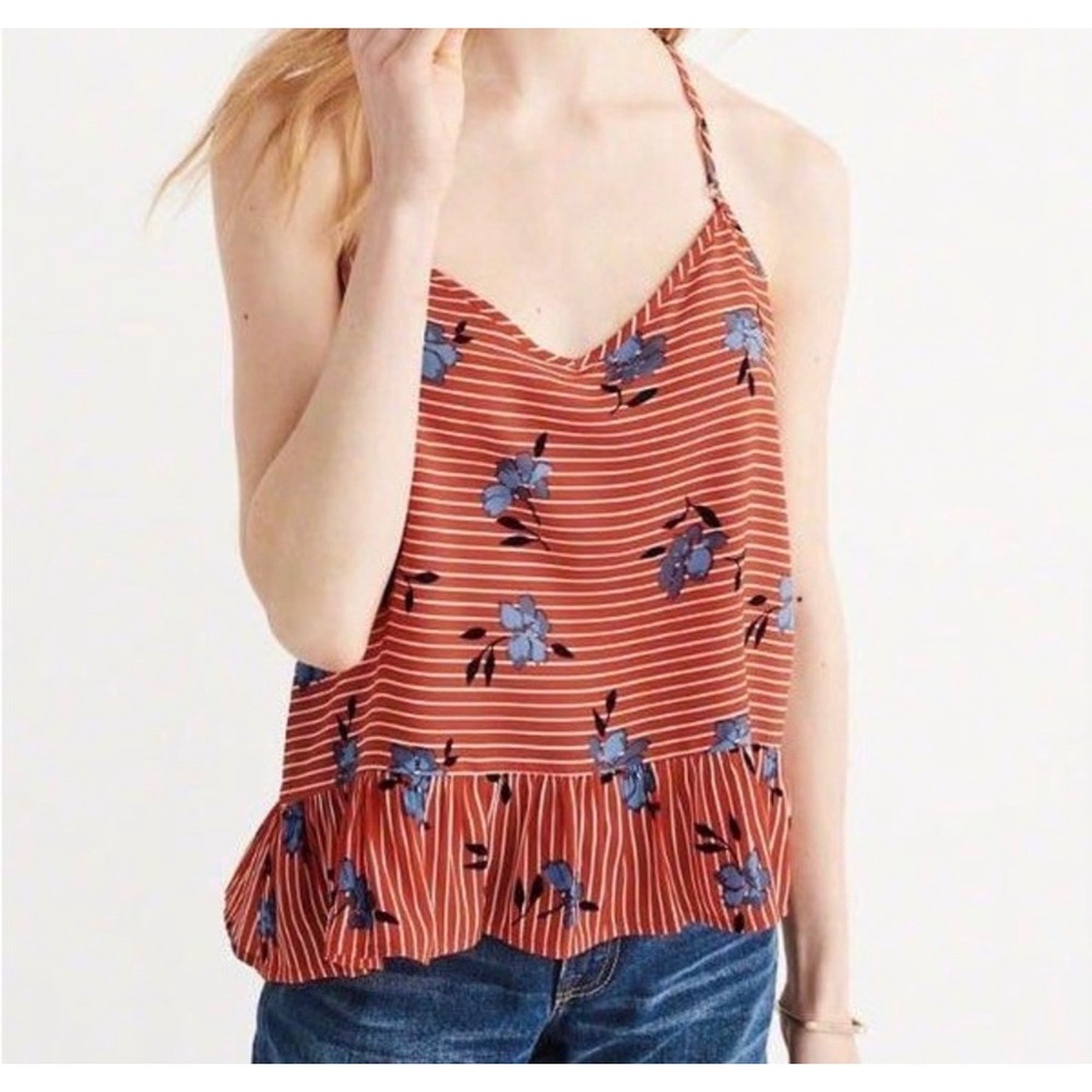 Abercrombie & Fitch Red Striped Floral Cami size Small